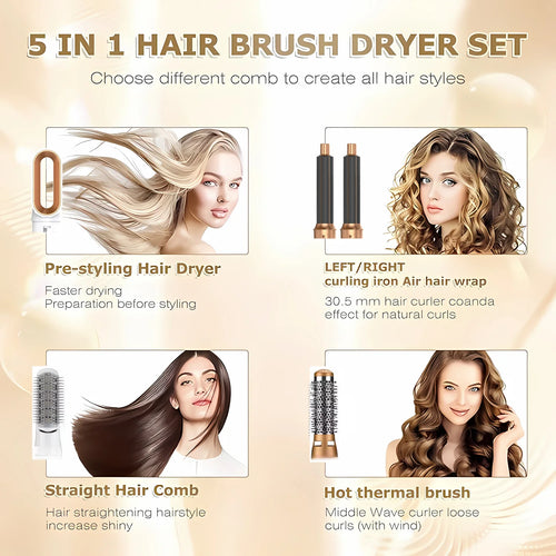 Professional 5-in-1 Hair Styling Tool: Dryer, Curler & Straightener - Dyson Airwrap Inspired