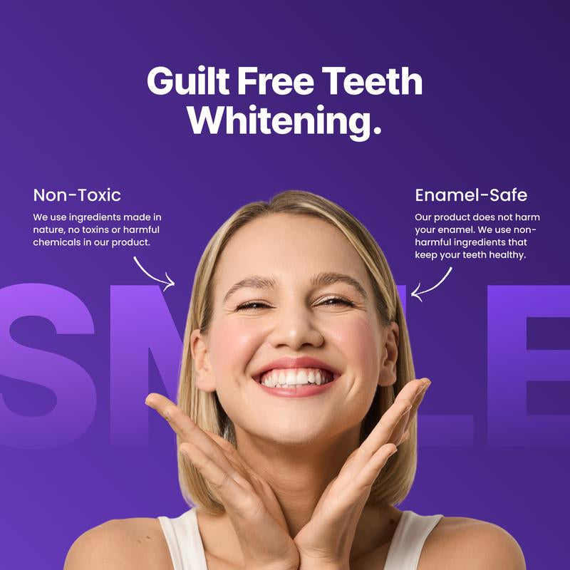 Transform Your Smile with DR.DENT Enamel-Safe Purple Teeth Whitening Strips - 7 or 21 Sessions of Gentle, Peroxide-Free Whitening